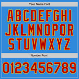 Custom Powder Blue Red-Gold Bomber Varsity Letterman Zipper Jacket