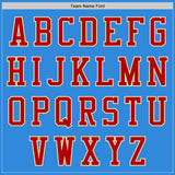 Custom Powder Blue Red-Cream Bomber Varsity Letterman Zipper Jacket