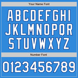 Custom Powder Blue White-Royal Bomber Varsity Letterman Zipper Jacket