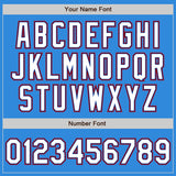 Custom Powder Blue Royal-Red Bomber Varsity Letterman Zipper Jacket