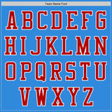 Custom Powder Blue Red-White Bomber Varsity Letterman Two Tone Zipper Jacket