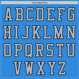 Custom Powder Blue Black-Gray Bomber Varsity Letterman Two Tone Zipper Jacket