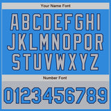 Custom Powder Blue Navy-Gray Bomber Varsity Letterman Two Tone Zipper Jacket