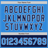 Custom Powder Blue White-Navy Bomber Varsity Letterman Two Tone Zipper Jacket