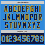 Custom Powder Blue Gold-Navy Bomber Varsity Letterman Two Tone Zipper Jacket