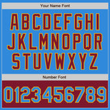 Custom Powder Blue Gold-Crimson Bomber Varsity Letterman Two Tone Zipper Jacket