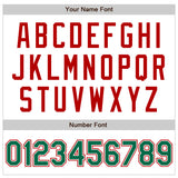 Custom White Kelly Green-Red Bomber Varsity Letterman Zipper Jacket