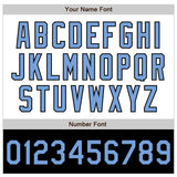 Custom White Light Blue-Black Bomber Varsity Letterman Two Tone Zipper Jacket