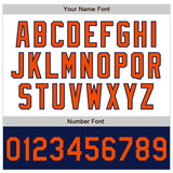 Custom White Orange-Navy Bomber Varsity Letterman Two Tone Zipper Jacket