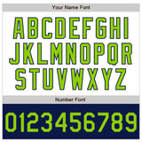 Custom White Neon Green-Navy Bomber Varsity Letterman Two Tone Zipper Jacket