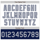 Custom White Gray-Navy Bomber Varsity Letterman Two Tone Zipper Jacket