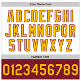 Custom White Gold-Crimson Bomber Varsity Letterman Two Tone Zipper Jacket