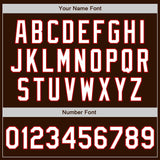 Custom Brown White-Red Bomber Varsity Letterman Zipper Jacket