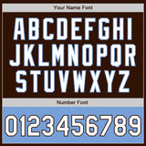 Custom Brown White-Light Blue Bomber Varsity Letterman Two Tone Zipper Jacket