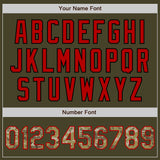 Custom Olive Camo Red-Black Bomber Varsity Letterman Salute To Service Zipper Jacket