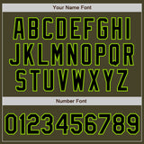 Custom Olive Black-Neon Green Bomber Varsity Letterman Salute To Service Zipper Jacket