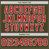 Custom Olive Red-White Bomber Varsity Letterman Salute To Service Zipper Jacket