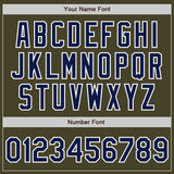 Custom Olive Navy-White Bomber Varsity Letterman Salute To Service Zipper Jacket