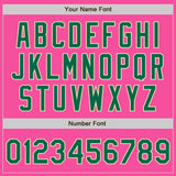 Custom Pink Kelly Green Cream-Black Bomber Varsity Letterman Zipper Jacket