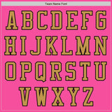 Custom Pink Old Gold-Black Bomber Varsity Letterman Zipper Jacket