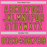 Custom Pink Old Gold-Black Bomber Varsity Letterman Zipper Jacket