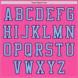 Custom Pink Light Blue-Navy Bomber Varsity Letterman Zipper Jacket