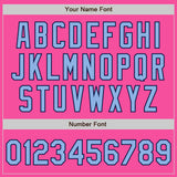 Custom Pink Light Blue-Navy Bomber Varsity Letterman Zipper Jacket