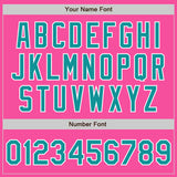 Custom Pink Teal-White Bomber Varsity Letterman Zipper Jacket