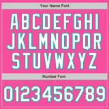 Custom Pink White-Aqua Bomber Varsity Letterman Zipper Jacket