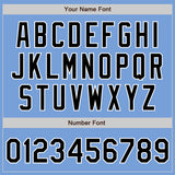 Custom Light Blue Black-White Bomber Varsity Letterman Zipper Jacket