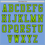 Custom Light Blue Neon Green-Black Bomber Varsity Letterman Zipper Jacket