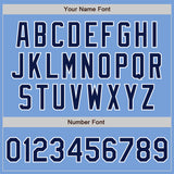 Custom Light Blue Navy-White Bomber Varsity Letterman Zipper Jacket