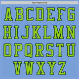 Custom Light Blue Neon Green-Navy Bomber Varsity Letterman Zipper Jacket