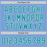 Custom Light Blue Teal-White Bomber Varsity Letterman Zipper Jacket