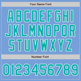 Custom Light Blue Aqua-White Bomber Varsity Letterman Zipper Jacket