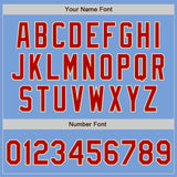 Custom Light Blue Red-Cream Bomber Varsity Letterman Zipper Jacket