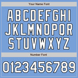 Custom Light Blue White-Black Bomber Varsity Letterman Zipper Jacket