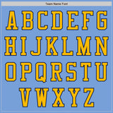 Custom Light Blue Gold-Navy Bomber Varsity Letterman Zipper Jacket