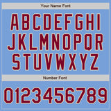 Custom Light Blue Maroon-Cream Bomber Varsity Letterman Zipper Jacket