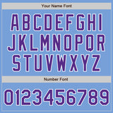 Custom Light Blue Purple-White Bomber Varsity Letterman Zipper Jacket