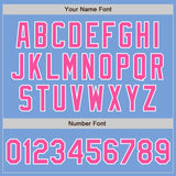 Custom Light Blue Pink-White Bomber Varsity Letterman Zipper Jacket