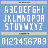 Custom Light Blue White Bomber Varsity Letterman Zipper Jacket