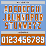 Custom Light Blue White-Texas Orange Bomber Varsity Letterman Two Tone Zipper Jacket