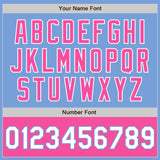 Custom Light Blue White-Pink Bomber Varsity Letterman Two Tone Zipper Jacket