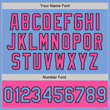 Custom Light Blue Black-Pink Bomber Varsity Letterman Two Tone Zipper Jacket