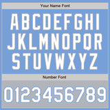 Custom Light Blue White-Gray Bomber Varsity Letterman Two Tone Zipper Jacket