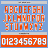 Custom Light Blue White-Orange Bomber Varsity Letterman Two Tone Zipper Jacket