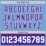 Custom Light Blue White-Purple Bomber Varsity Letterman Two Tone Zipper Jacket