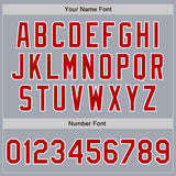 Custom Gray Red-White Bomber Varsity Letterman Zipper Jacket