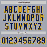 Custom Gray Navy-Gold Bomber Varsity Letterman Zipper Jacket